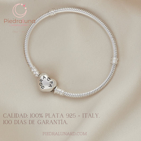 Pulsera plata corazón liso PP01