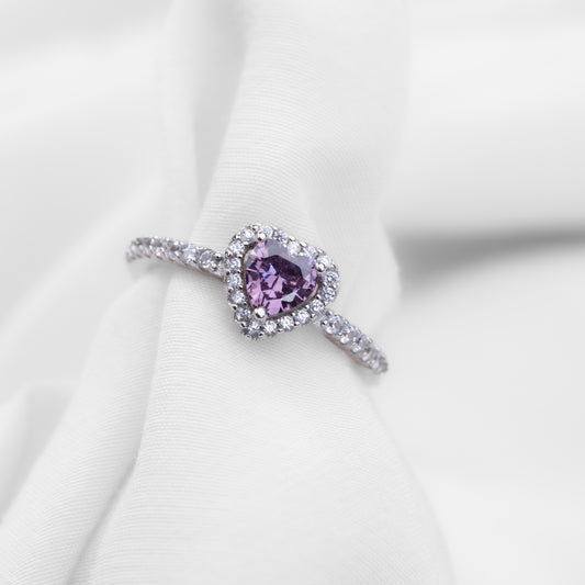 Anillo corazón circonita Morado elevado AP31