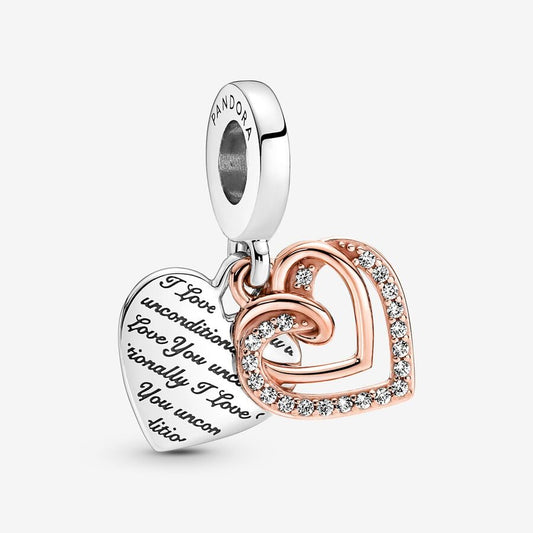 Charm Doble Corazon Con Leyenda CH291