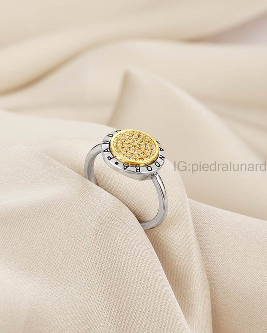 Anillo circonita eterna plata y Color oro PD