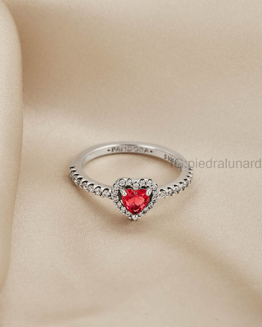 Anillo corazón circonita roja elevado AP20