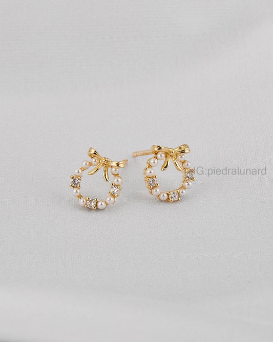 Aretes circular con perlas y circonitas A28