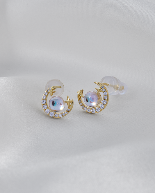 Aretes con esfera estrella y circonitas IM4 A23