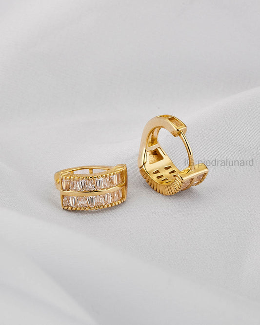 Aretes dorado doble con circonitas A83