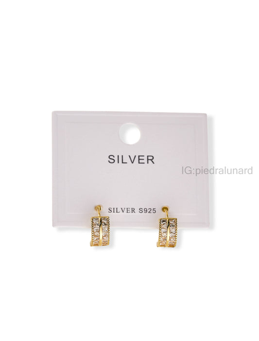 Aretes dorado doble con circonitas A83