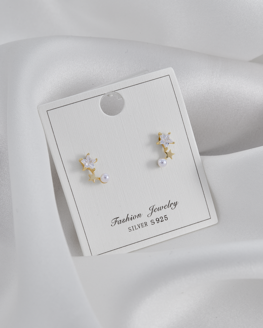 Aretes en perla y estrellas IM4 - A35