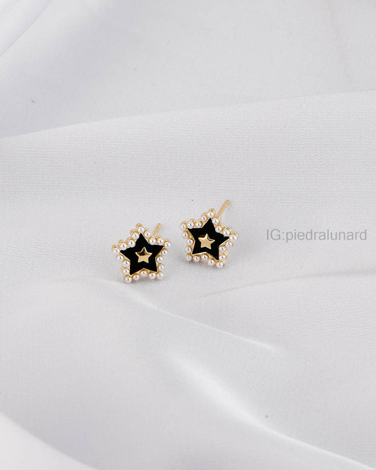 Aretes estrella y perlas A75