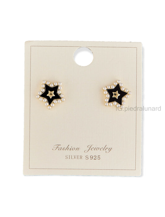 Aretes estrella y perlas A75