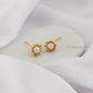 Aretes  baño de oro topos flor y perla A18