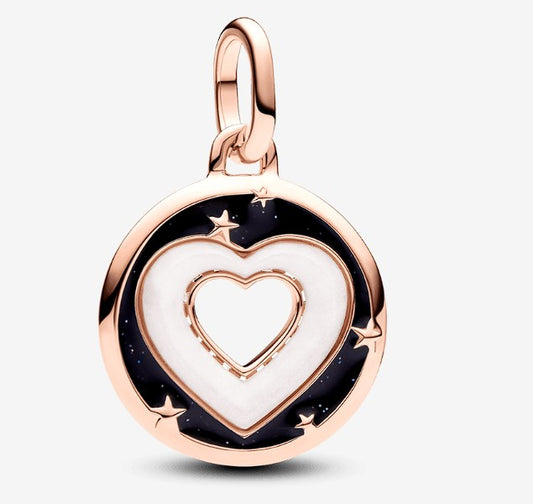 Charm Corazón Rose Gold, Negro y blanco CH07