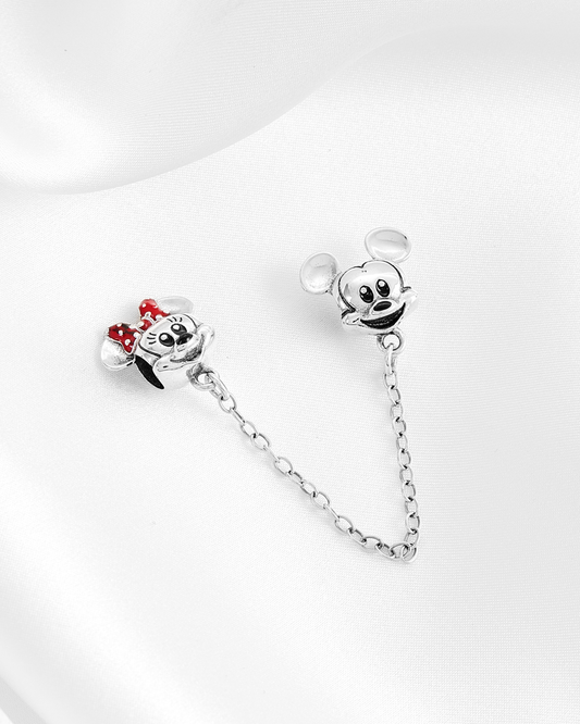 Cadena de seguridad Minnie y Mickey moñito rojo CH621