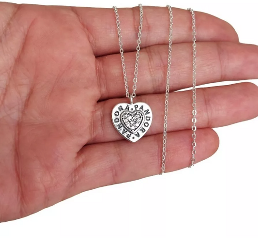 Cadena corazon logo con circonitas silver CPP13