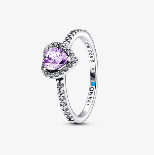 Anillo corazón circonita Morado elevado AP31