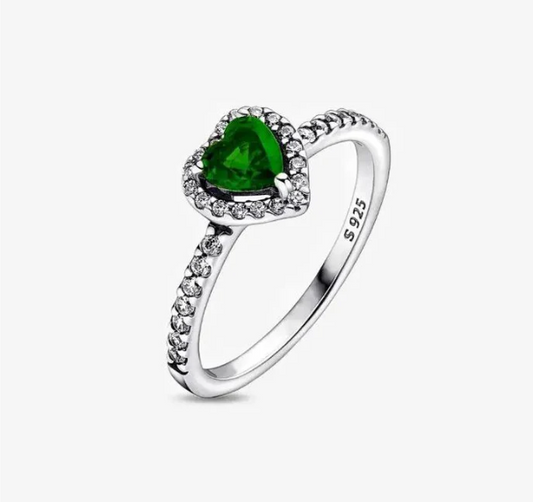 Anillo Corazon Circonita Verde Elevado AP29