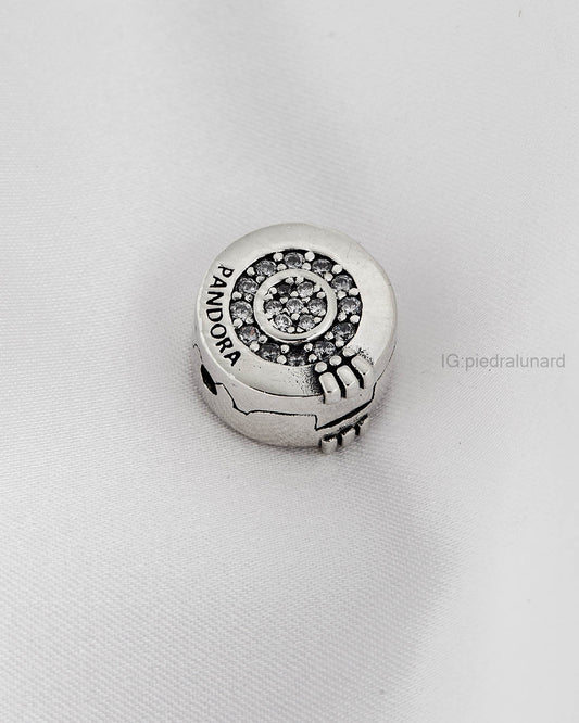 Cierre broche de pulsera corona O con circonitas silver CH293