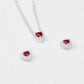 Set Cadena y aretes corazon rojo CPP6