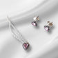 Set aretes y collar con corazón rosa CPP35