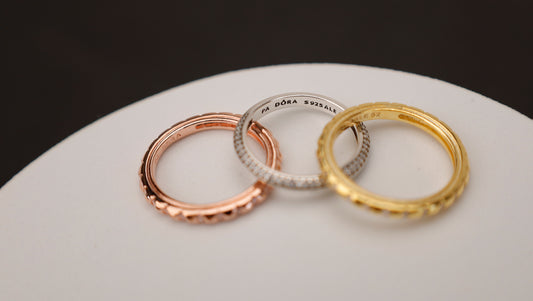 Anillo Triple apilable en Gold, Silver "Liso" y Rose Gold AR11