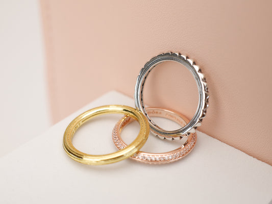 Anillo Triple apilable en Gold "Liso", Silver y Rose Gold AR08