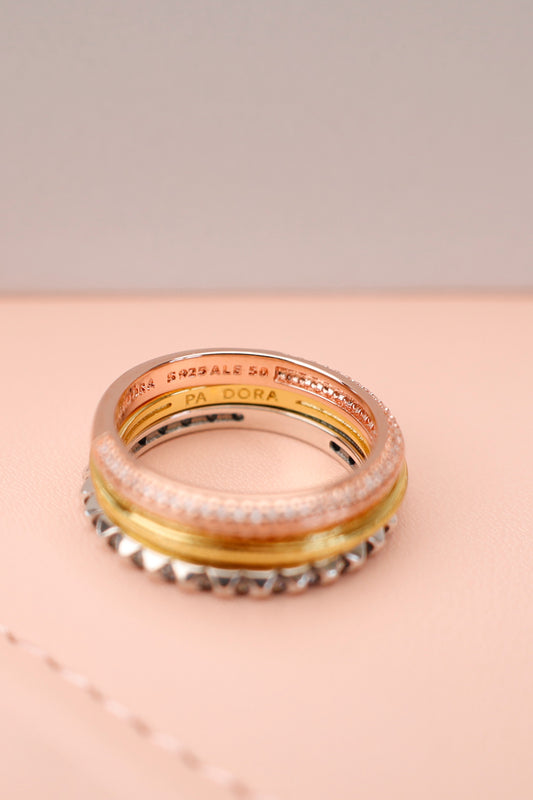 Anillo Triple apilable en Gold "Liso", Silver y Rose Gold AR08