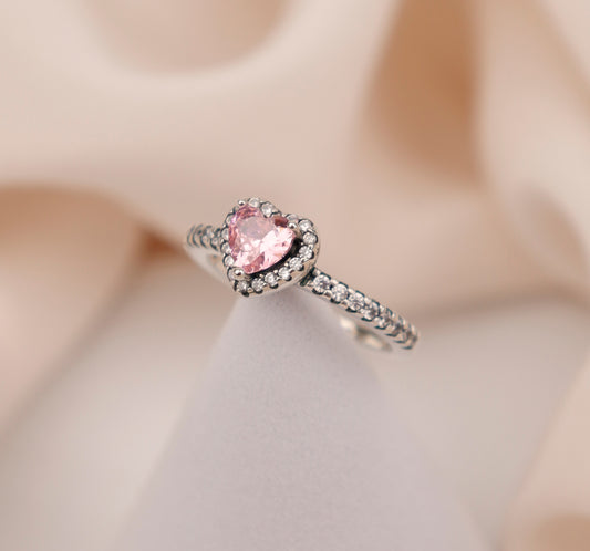 Anillo en plata corazón rosa AP19