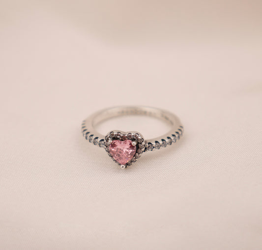 Anillo en plata corazón rosa AP19