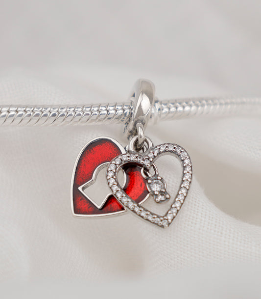 Charm Corazón cerradura con llave CH145