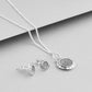 Set cadena y aretes silver circular con logo y circonitas CPP37