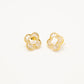 Aretes Baño De Oro Trébol Circonita Alargada VCAR05