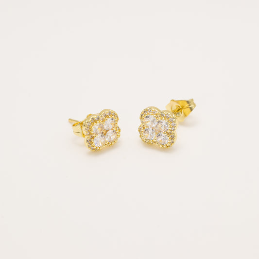 Aretes Topo Baño De Oro Trébol Bicirconita VCAR04