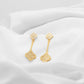 Aretes Baño De Oro Colgante Doble Trébol VCAR02