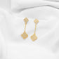 Aretes Baño De Oro Colgante Doble Trébol VCAR02