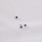 Set cadena y aretes corazón morado CPP01