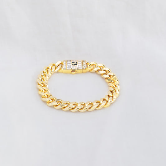 Pulsera Baño De Oro Cubana Mon4co Circonita Alargada PB10