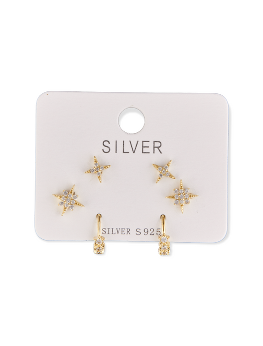 Aretes set por 3 estrellas S3-15